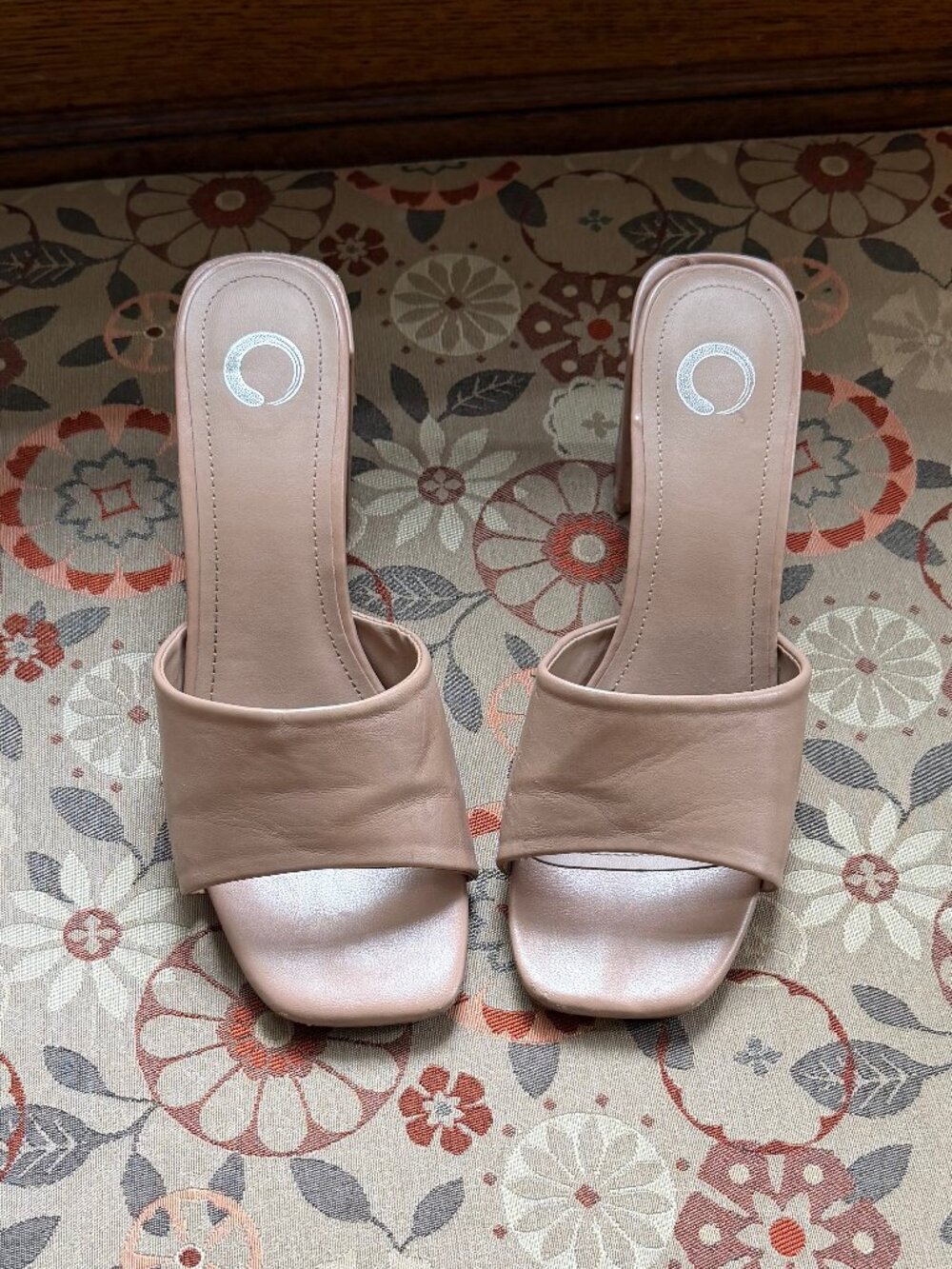 Tan Mule Block Heels